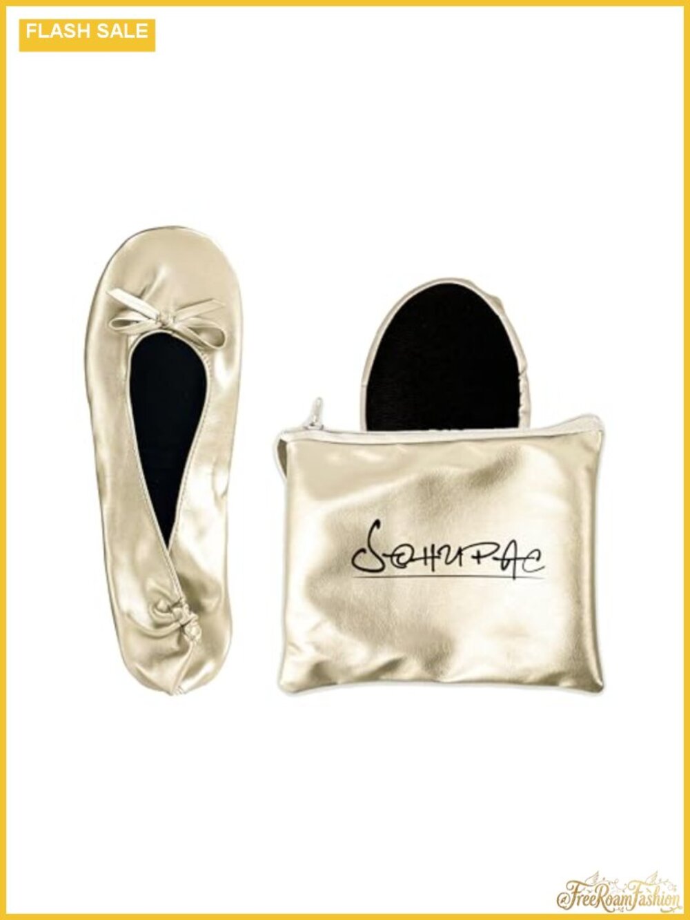 Women's Foldable Ballet Flats with Travel Pouch - Portable Roll Up Slippers for